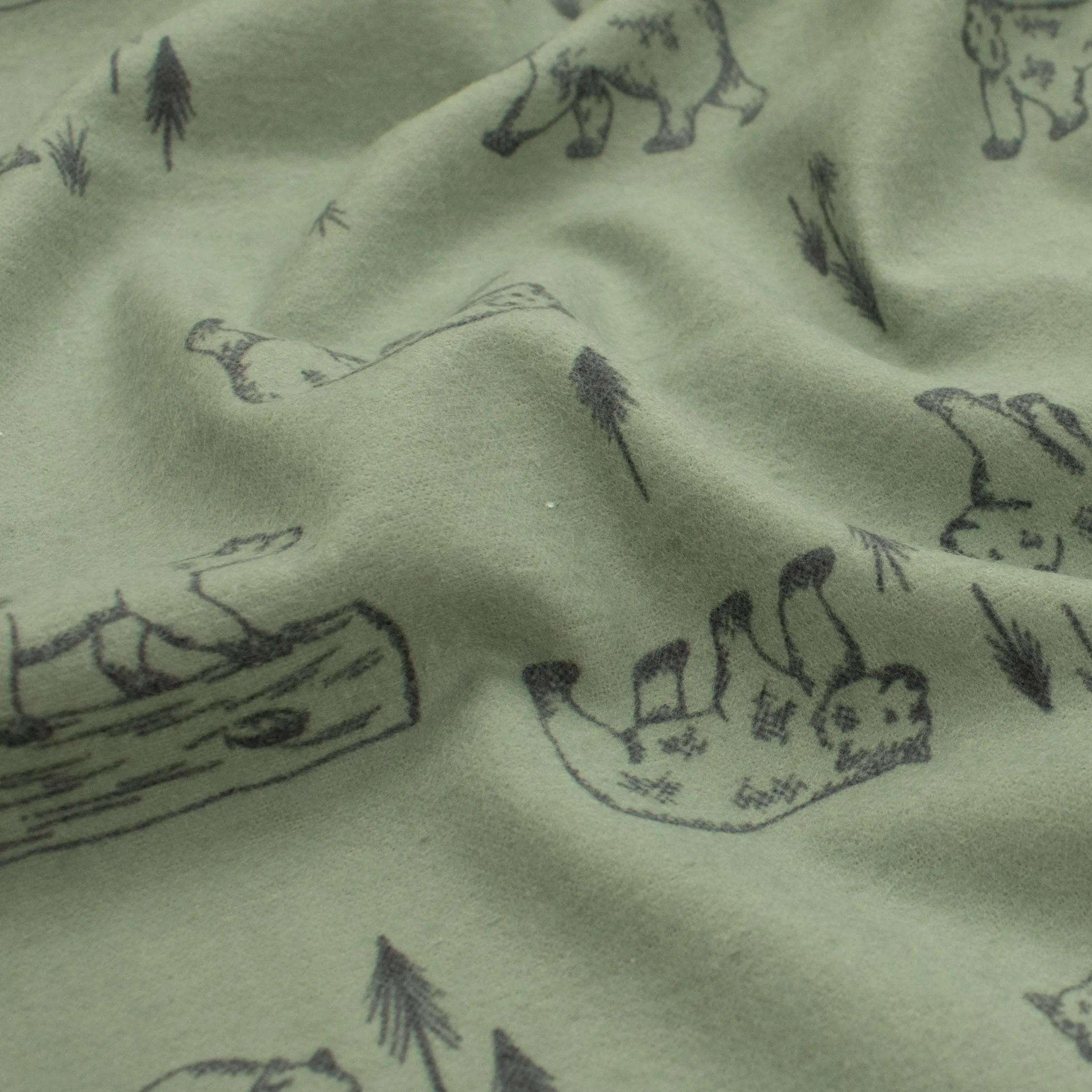 Bears on Green Printed Flannelette Design-12