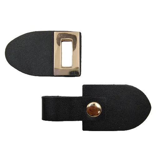 Black PU Snap Belt Buckle With Golden