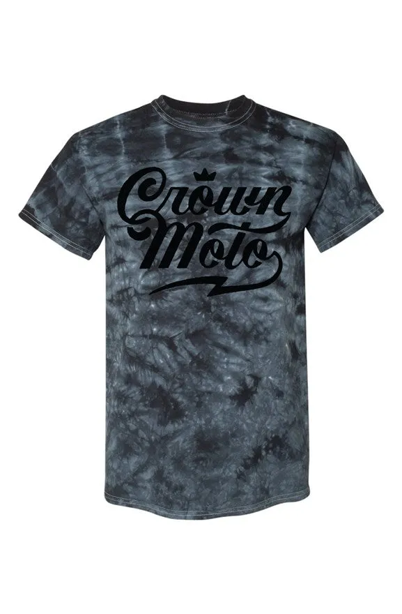 Crown Moto Script Black Crystal Tie-Dye Tee