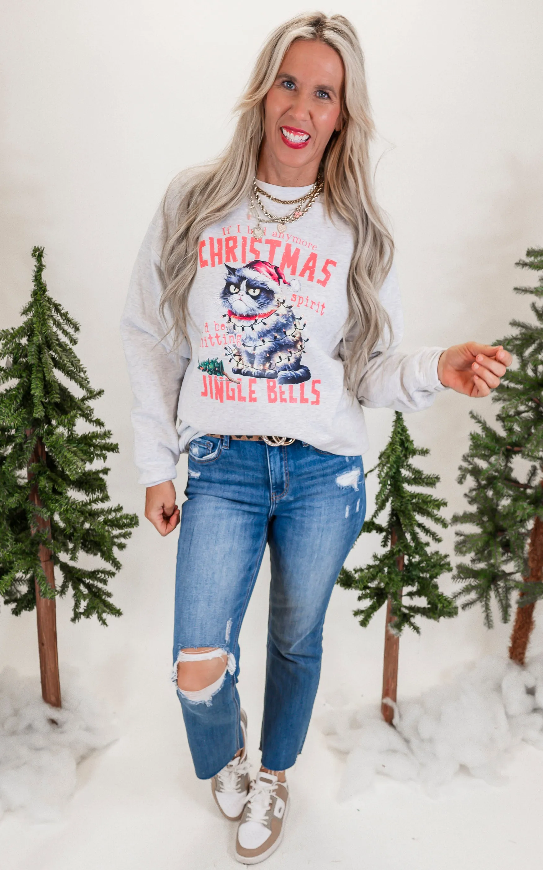 Grumpy Cat Holiday Graphic Crewneck Sweatshirt