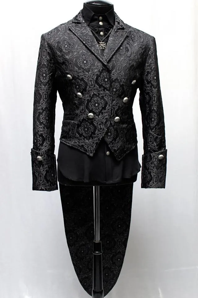 IMPERIAL TAILCOAT - BLACK EDWARDIAN BROCADE