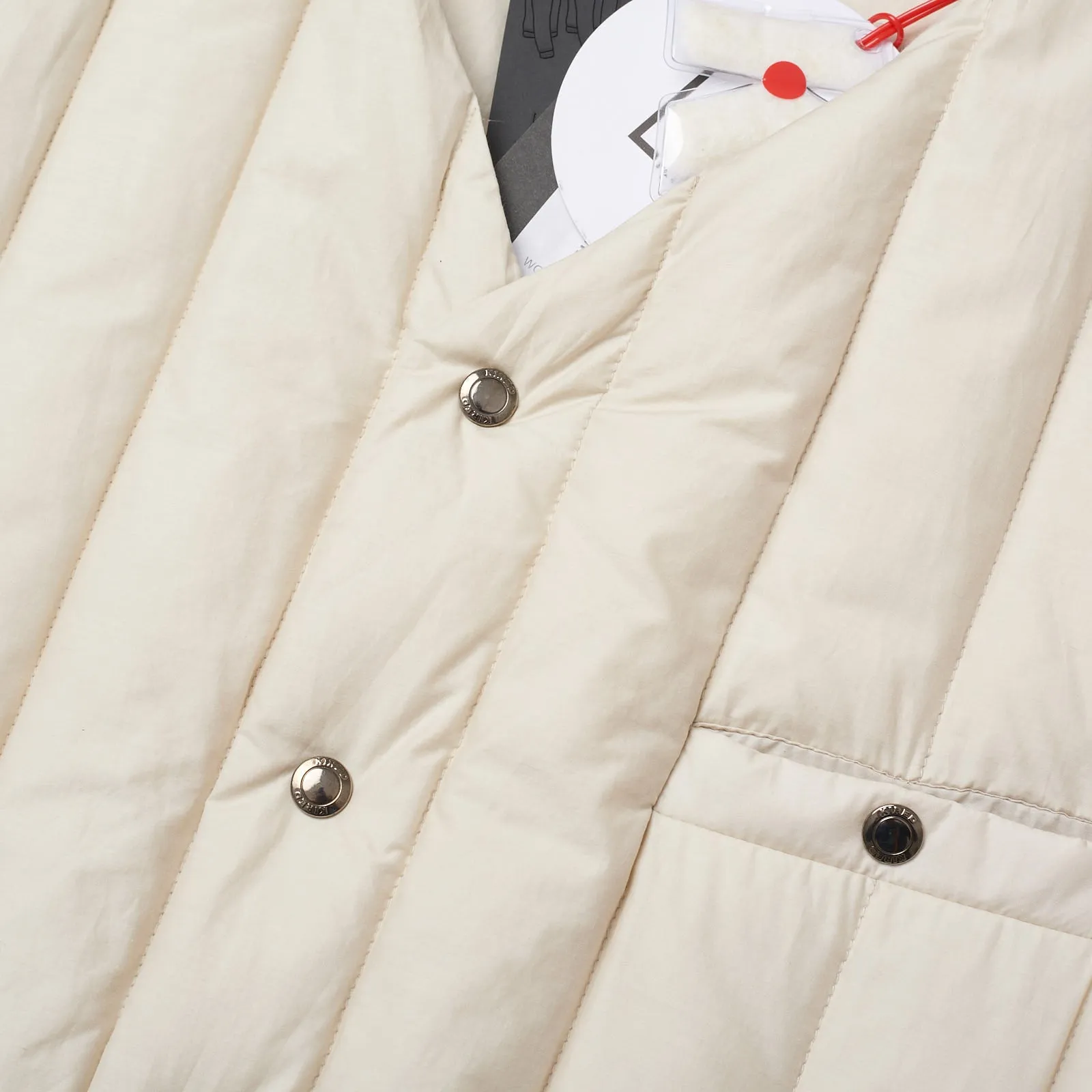 KITON KIRED Super Litek 60g "Cinghia" Ivory Quilted Cotton Goose Down Vest 50 M