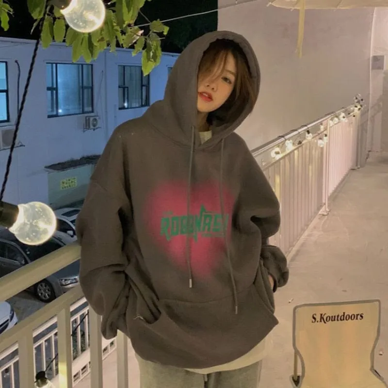 Letter Printed Baggy Hoodie