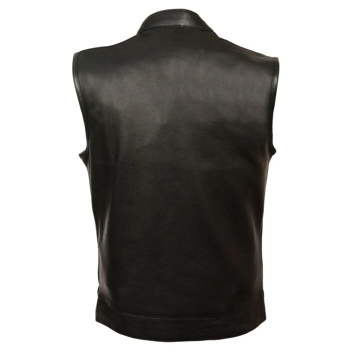 Milwaukee Leather MLM3510 Men's Black Premium Leather Club Style Vest - Dual Closure Open Neck Motorcycle Rider Vest