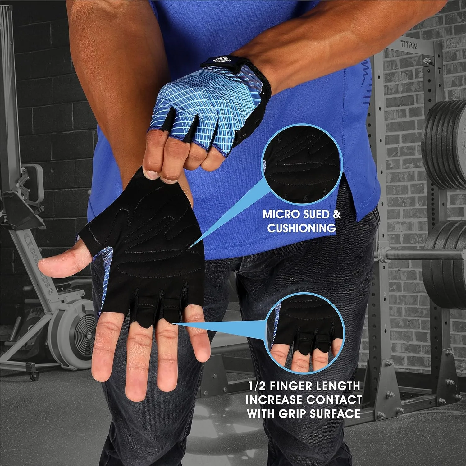 Nivia Copperhead 2.0 Sports Gloves for Men/Weightlifting and Gym/Super Stretchable, Comfortable,Perfect for Weight Lifting,Training,Gym Workout,Crossfit,Pull-ups,Bodybuilding, Size Large (Blue/Black)