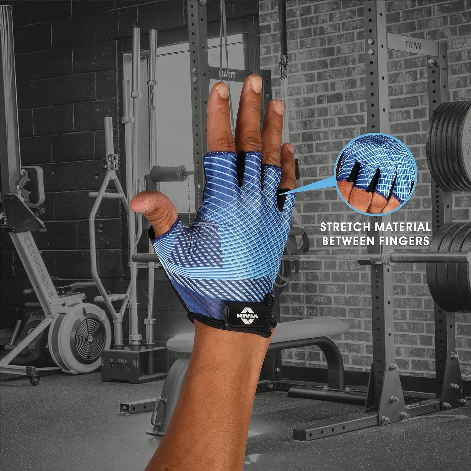 Nivia Copperhead 2.0 Sports Gloves for Men/Weightlifting and Gym/Super Stretchable, Comfortable,Perfect for Weight Lifting,Training,Gym Workout,Crossfit,Pull-ups,Bodybuilding, Size Large (Blue/Black)