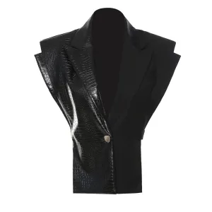 Patch Croc Leather Vest