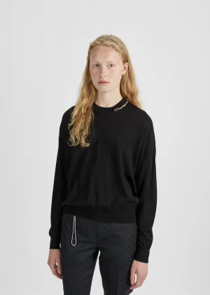 Pierced Neck Trim Pullover