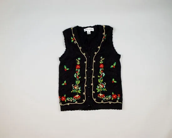 Poinsettias And Gold-Small Christmas Sweater