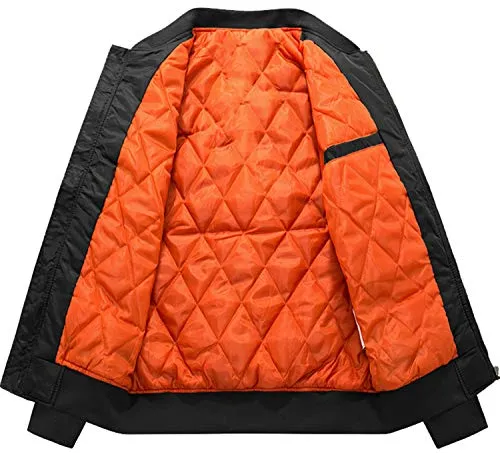 TACVASEN Men's Jackets-Windproof Bomber Jacket Full Zip Winter Warm Padded Coats Outwear