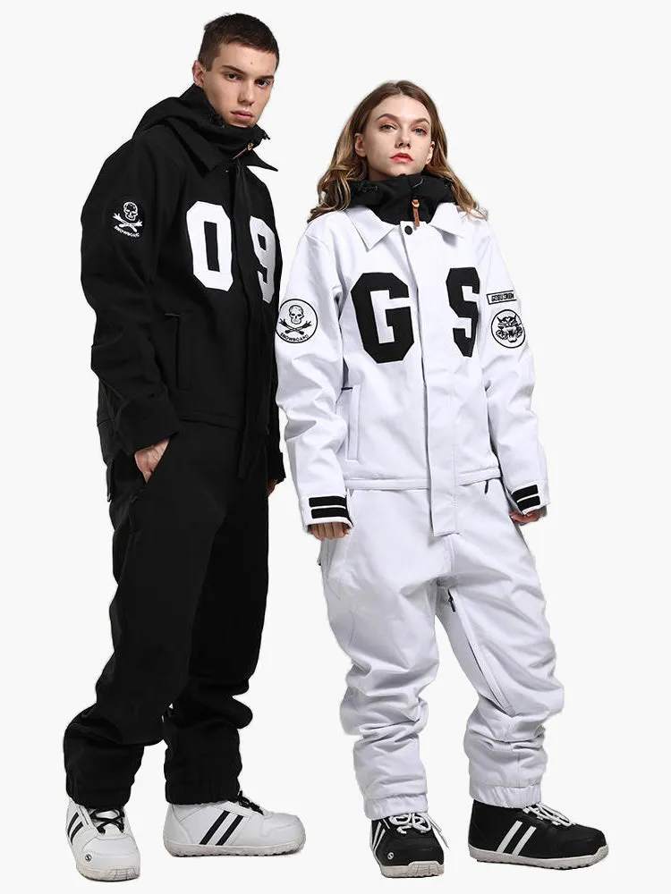 Winter Young Fashion 15k Waterproof Women's White One Piece Snowboard Suits