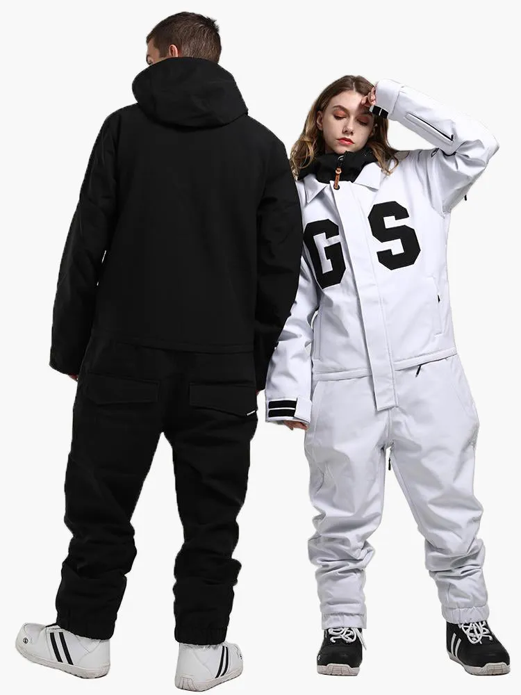 Winter Young Fashion 15k Waterproof Women's White One Piece Snowboard Suits