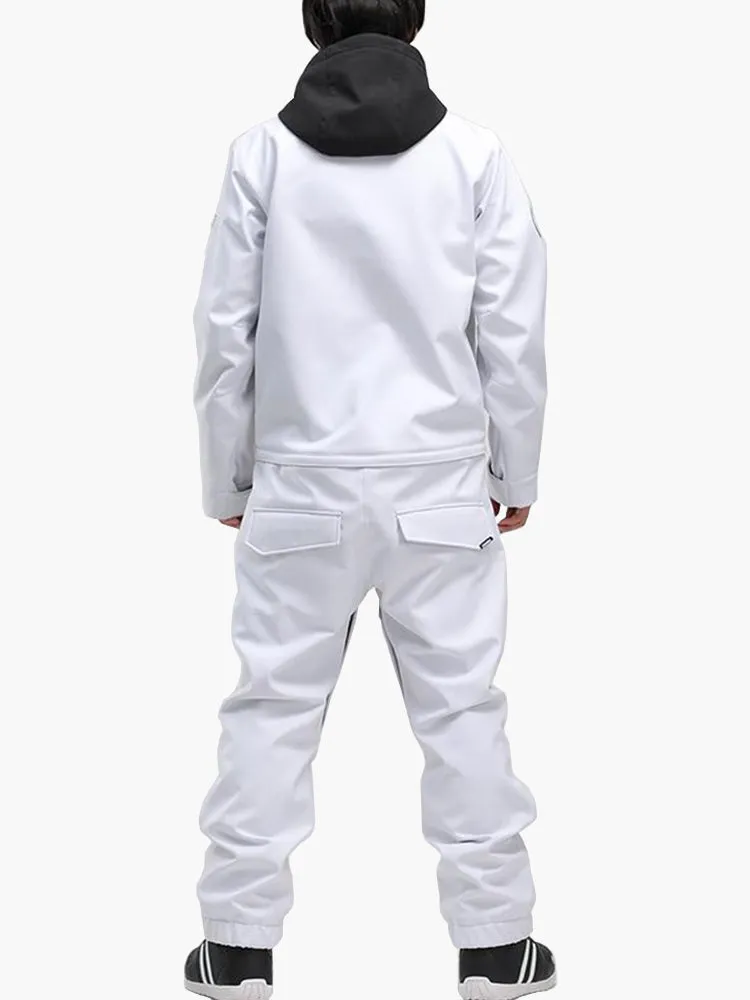 Winter Young Fashion 15k Waterproof Women's White One Piece Snowboard Suits