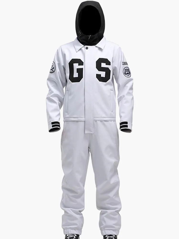 Winter Young Fashion 15k Waterproof Women's White One Piece Snowboard Suits