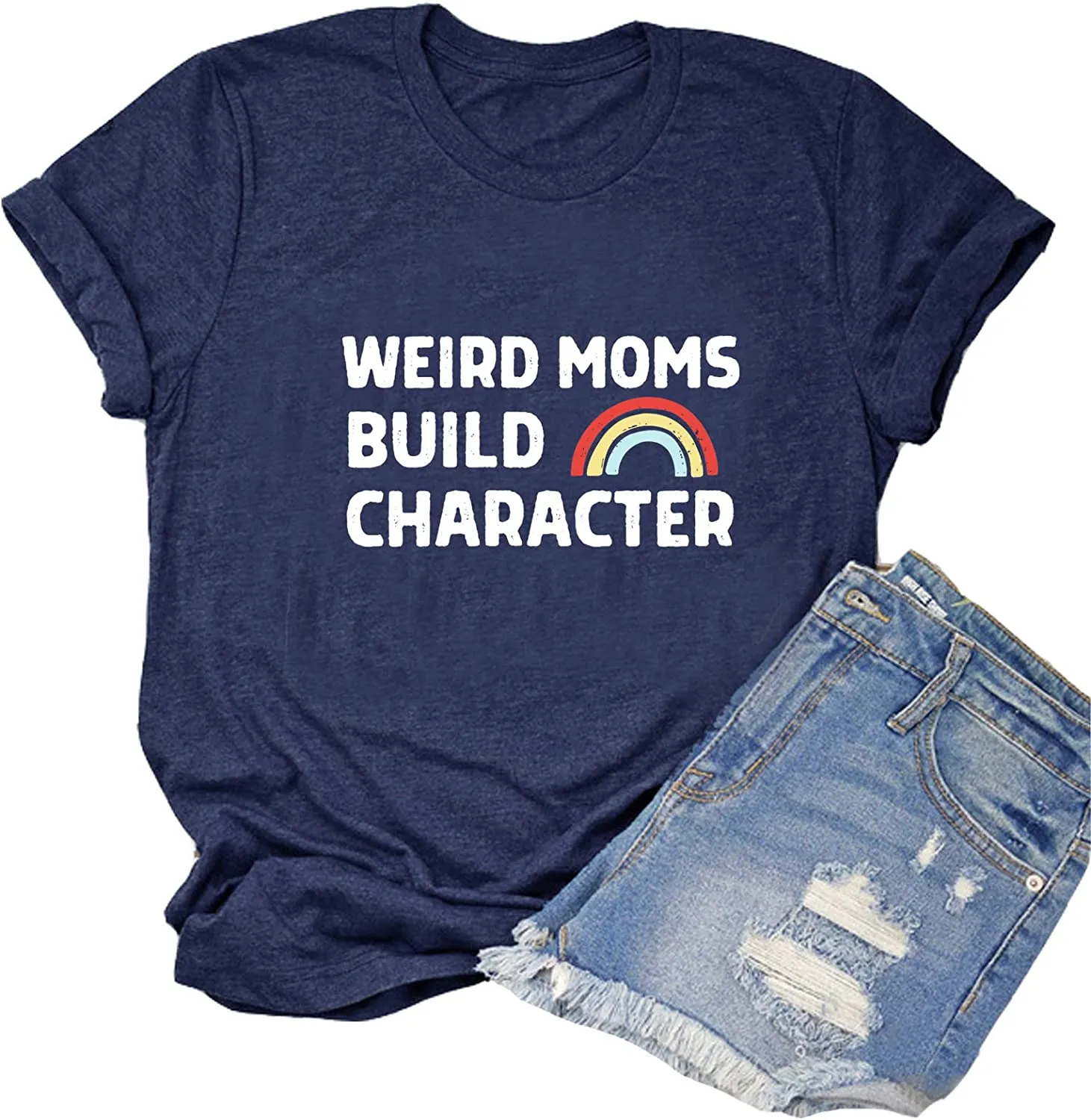 Women Weird Mom Builds Character Shirt Funny Graphic Shirt Mom Tank Top