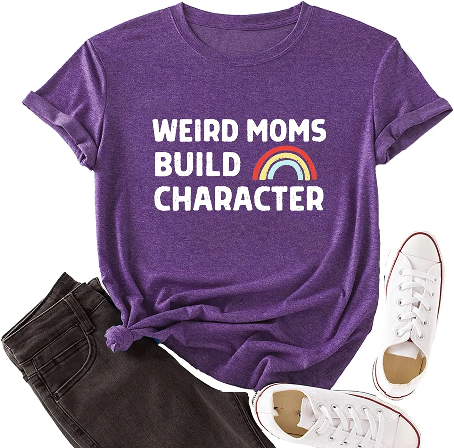 Women Weird Mom Builds Character Shirt Funny Graphic Shirt Mom Tank Top