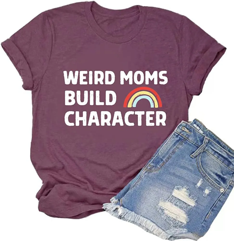 Women Weird Mom Builds Character Shirt Funny Graphic Shirt Mom Tank Top