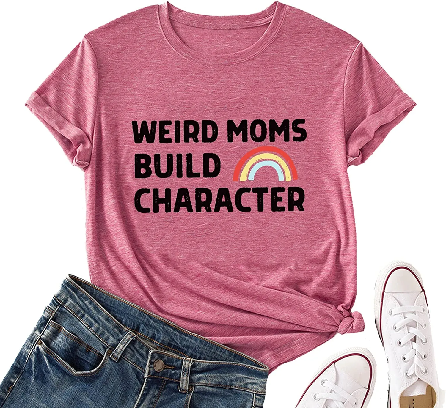 Women Weird Mom Builds Character Shirt Funny Graphic Shirt Mom Tank Top