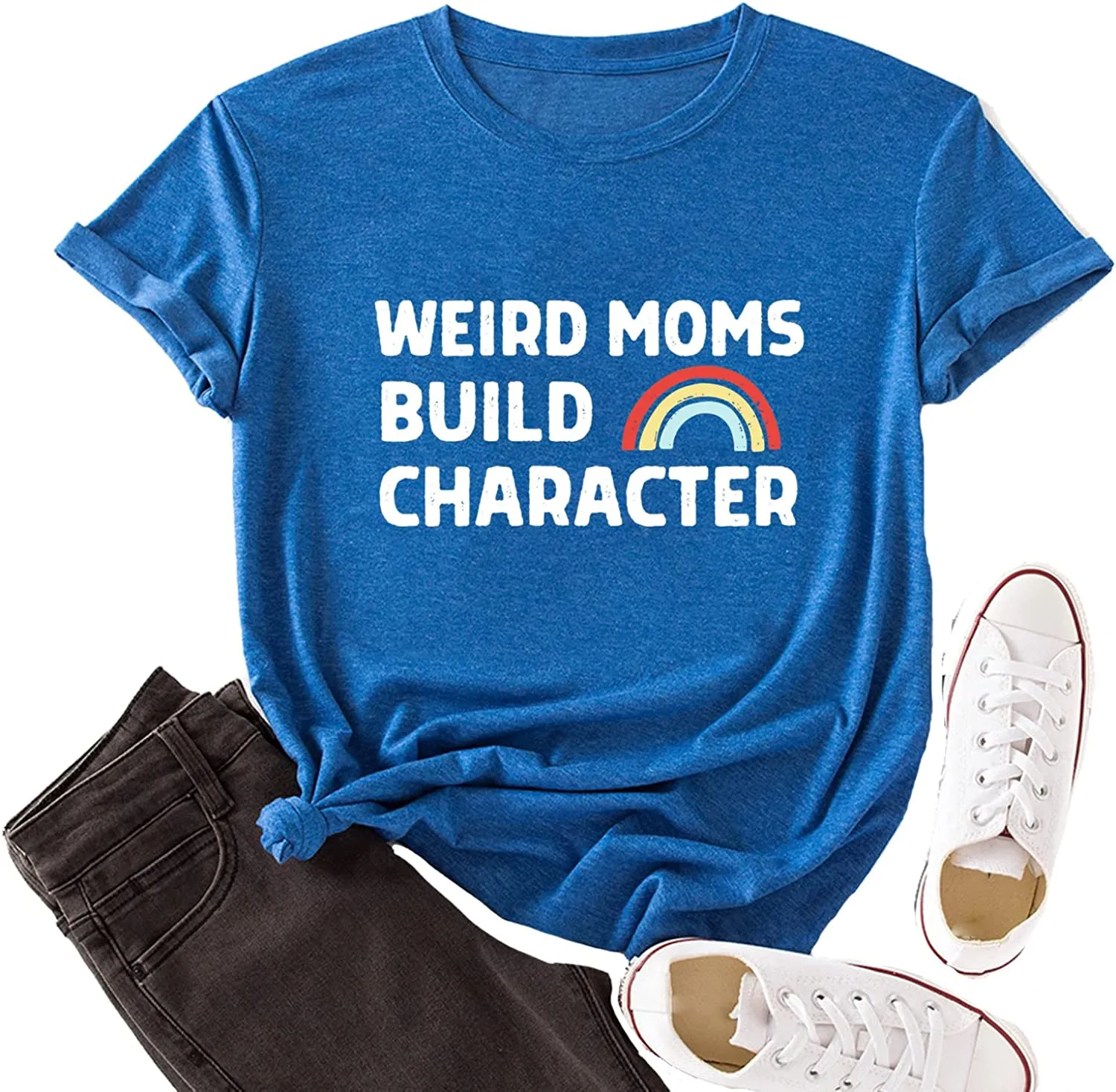 Women Weird Mom Builds Character Shirt Funny Graphic Shirt Mom Tank Top