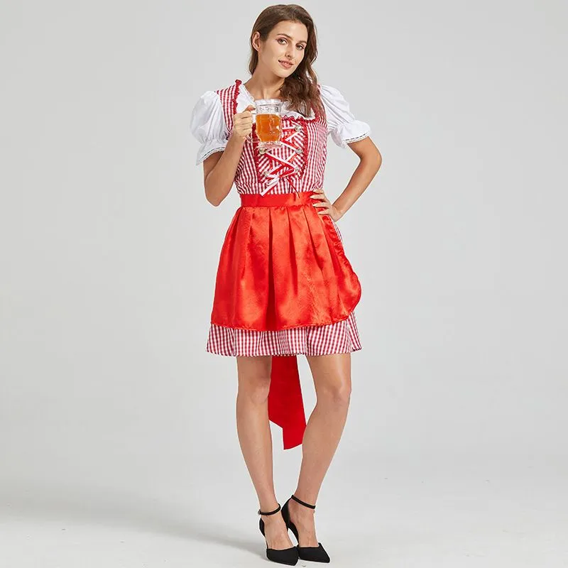 Women's German Dirndl Dress 2 Pcs Bavarian Costumes for Bavarian Oktoberfest Halloween Carnival Cosplay