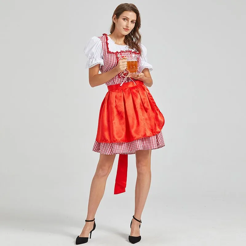 Women's German Dirndl Dress 2 Pcs Bavarian Costumes for Bavarian Oktoberfest Halloween Carnival Cosplay