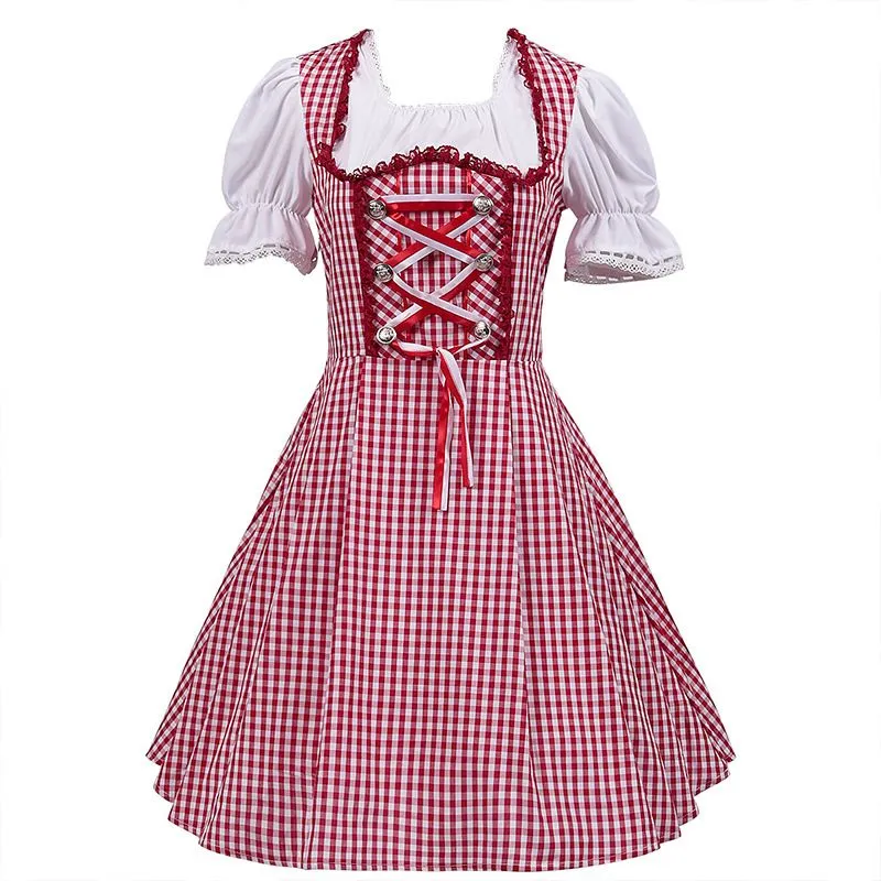 Women's German Dirndl Dress 2 Pcs Bavarian Costumes for Bavarian Oktoberfest Halloween Carnival Cosplay