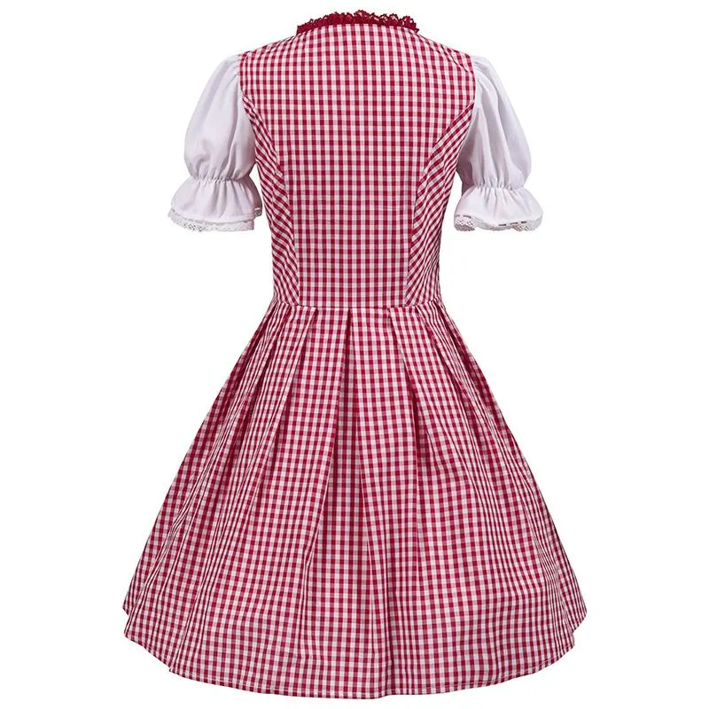 Women's German Dirndl Dress 2 Pcs Bavarian Costumes for Bavarian Oktoberfest Halloween Carnival Cosplay