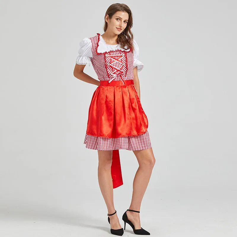 Women's German Dirndl Dress 2 Pcs Bavarian Costumes for Bavarian Oktoberfest Halloween Carnival Cosplay