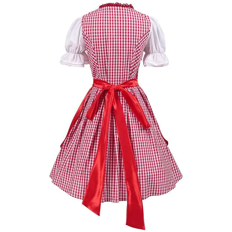 Women's German Dirndl Dress 2 Pcs Bavarian Costumes for Bavarian Oktoberfest Halloween Carnival Cosplay