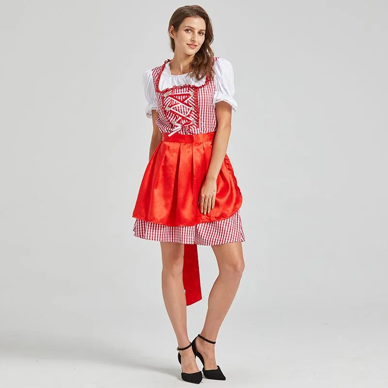 Women's German Dirndl Dress 2 Pcs Bavarian Costumes for Bavarian Oktoberfest Halloween Carnival Cosplay