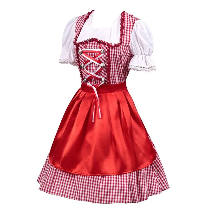 Women's German Dirndl Dress 2 Pcs Bavarian Costumes for Bavarian Oktoberfest Halloween Carnival Cosplay