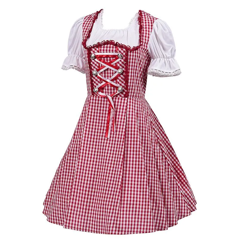 Women's German Dirndl Dress 2 Pcs Bavarian Costumes for Bavarian Oktoberfest Halloween Carnival Cosplay