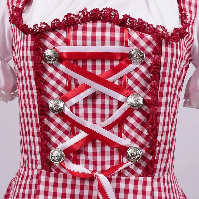 Women's German Dirndl Dress 2 Pcs Bavarian Costumes for Bavarian Oktoberfest Halloween Carnival Cosplay